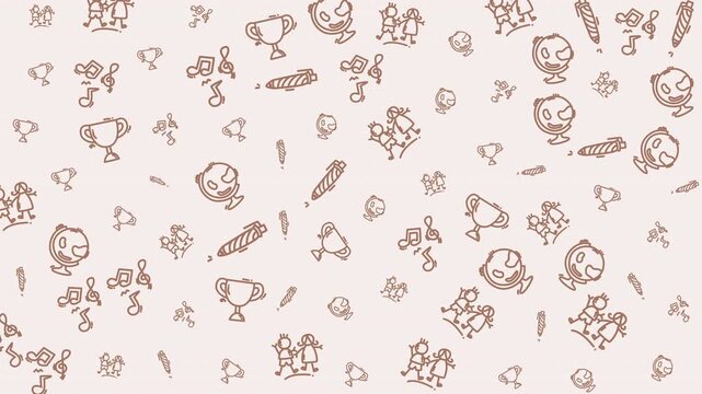 Pattern education repeated schoolthemed doodles in brown for engaging learning tool suitable for educational materials, school supplies, and childrens products.
