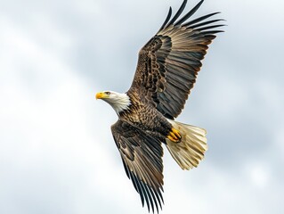 Obraz premium Majestic bald eagle soaring in the sky