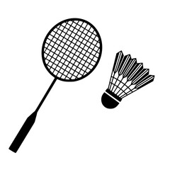 Badminton Equipment Duo Vector Icon Minimalist Racket and Shuttlecock Graphic for Sports Design