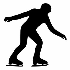 Silhouette of a figure skater in action on the ice, ready to perform