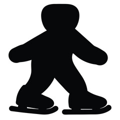 Silhouette of a person ice skating in a simple and minimalist style