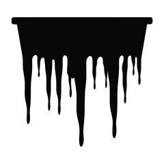 Abstract Black Paint Drips Suspended from an Edge, Simple Graphic Silhouette