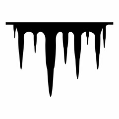 Black and white image depicting icicles hanging from a flat surface above