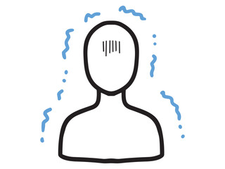 震えながら困っている人