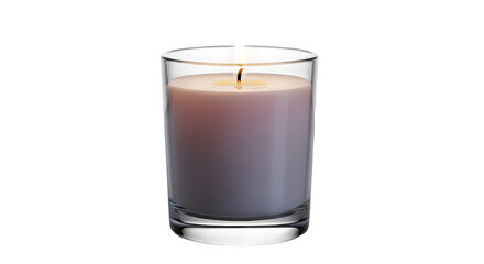Aromatic candle in glass isolated on transparent background, burning with soft light