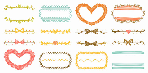 Una collezione affascinante di cornici e divisori decorativi in stile acquerello, perfetti per aggiungere un tocco artistico e delicato a inviti e design.