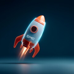 Launching sme growth vision innovative rocket design digital space 3d model futuristic environment high-tech perspective