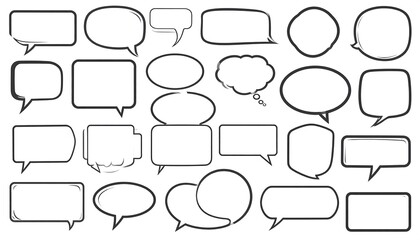 Obraz premium Collection of outlined speech bubbles, various shapes and designs