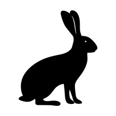 Black silhouette of a hare or jackrabbit in a simple vector image