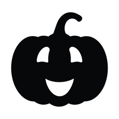 Smiling Black Pumpkin Silhouette Illustration for Halloween Autumn and Spooky Season