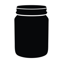 Silhouette image of a mason jar with visible lid and thread lines