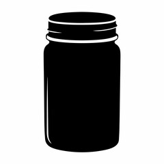 Black silhouette of a mason jar with a ribbed neck design