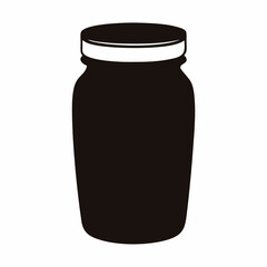 Sleek black silhouette of a jar with a lid on white background