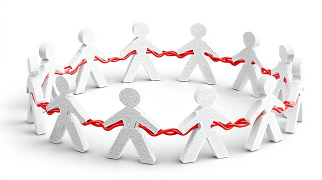 emotional leadership teamwork in corporate culture Community unity represented by paper figures. mindful leadership and empathy in workplace teams effective management skills with emotional 