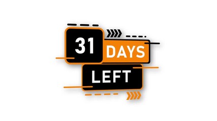 Countdown Timer 31 Days Left Graphic With Orange Accents On White Background number