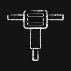 Icon breaker machine. Gold mining elements. Icon in chalk style.