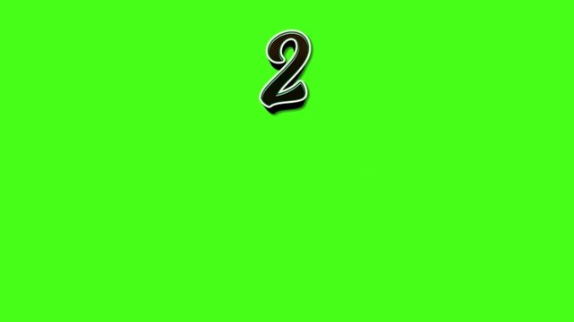 1 to 3 countdown/countup 4K animation video on green background motion graphic