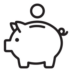 Piggy bank with a coin