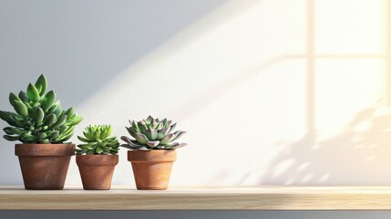 Succulents in pots sunlight