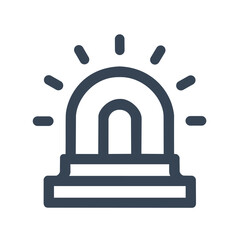 Fototapeta premium A bold line style icon showing a flashing siren or emergency light.indicated by a dome shape on a base and lines of light radiating out.