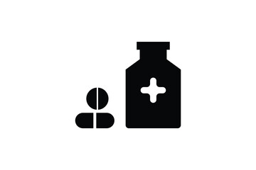 Medicine Box Icon and Capsule icon, and pill box icon.