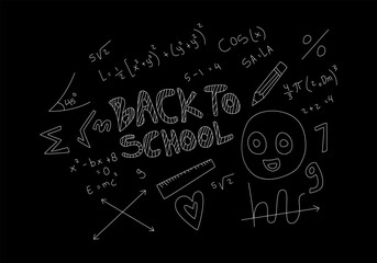 Realistic math chalkboard background illustration
