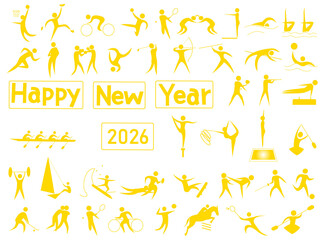 2026年の年賀用のアスリートのアイコン