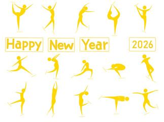 2026年の年賀用のアスリートのアイコン