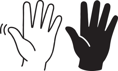 Fototapeta premium Hand wave icon and silhouette for greetings and farewell messages communication