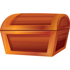A Detailed Wooden Treasure Chest Icon With A Rounded Lid On A Transparent Background