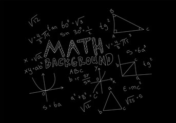 Realistic math chalkboard background illustration