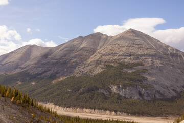 mountain landscape with blue sky and clouds