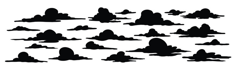  set of clouds silhouette clouds isolated on white background