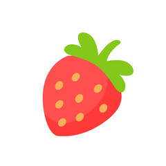 Fresh strawberry fruit with green leaves vector illustration