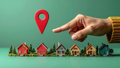 Hand Pointing to House with Geolocation Symbol