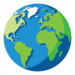 Illustration of the earth globe with continents and oceans, perfect for educational materials and environmental awareness, isolated on white background