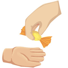 Handdrawn Sharing Candy Kindness Illustration