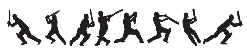 silhouette of cricket players