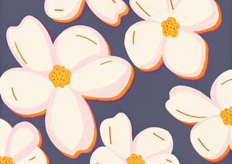 Elegant White Blossom Pattern on Deep Blue Background