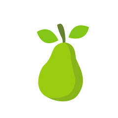 Fresh pear fruit with green leaves vector illustration