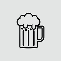 A black outline of a beer mug filled with frothy foam on a light gray background. The simple, bold design suggests a classic, relaxed vibe.