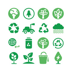 Containing recycling, plant, nature, eco, earth, green energy, trees, ecology and more. Solid vector icons collection.