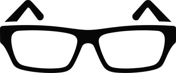 Illustration of black glasses isolated on transparent background, a classic eyewear design for vision correction and style