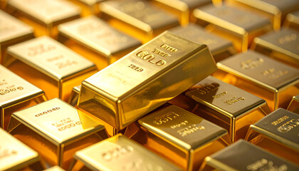 Close-up of a stack of gold bars