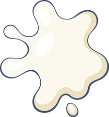 Abstract illustration of a white splash with a thick black outline, resembling a liquid spill or paint splatter, on a plain white background.