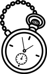 Pocket watch isolated on transparent background, a vintage timepiece with a chain, representing history and timeless elegance for collectors