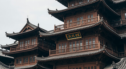 Architectural Marvel A Close-Up of a Traditional Chinese Building