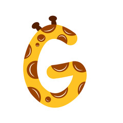 Cute Cartoon Giraffe Alphabet Letter G Illustration for Kids. Playful Animal Themed Capital G for Children's Learning and Design.