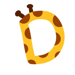 Cute Cartoon Giraffe Letter D Alphabet Illustration for Kids Learning and Design Elements