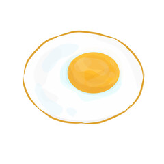 Sunny Side Up Fried Egg Illustration on White Background